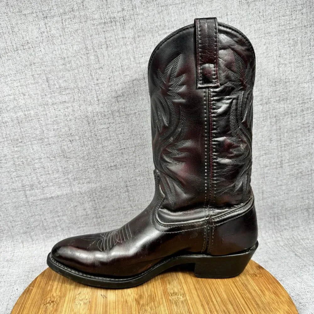 Laredo Western Boots Men's 9 D Pull On Cowboy Burgundy Leather